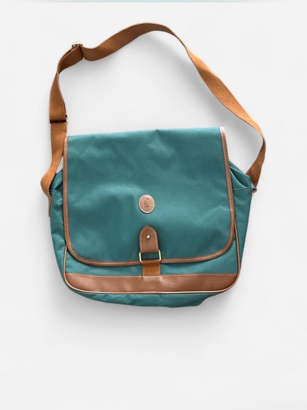 Vintage Ralph Lauren polo green Canvas Messenger Crossbody bag travel preppy